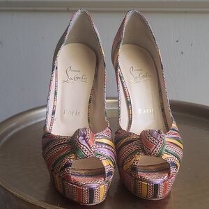 Christian Louboutin Multicolor Damas Greissimo Platform Pumps Sz 37.5